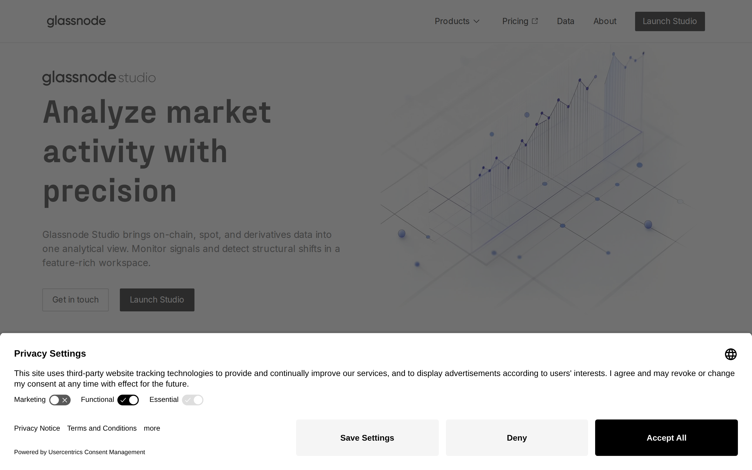 Glassnode Studio product page headline Analyze market activity with precision
