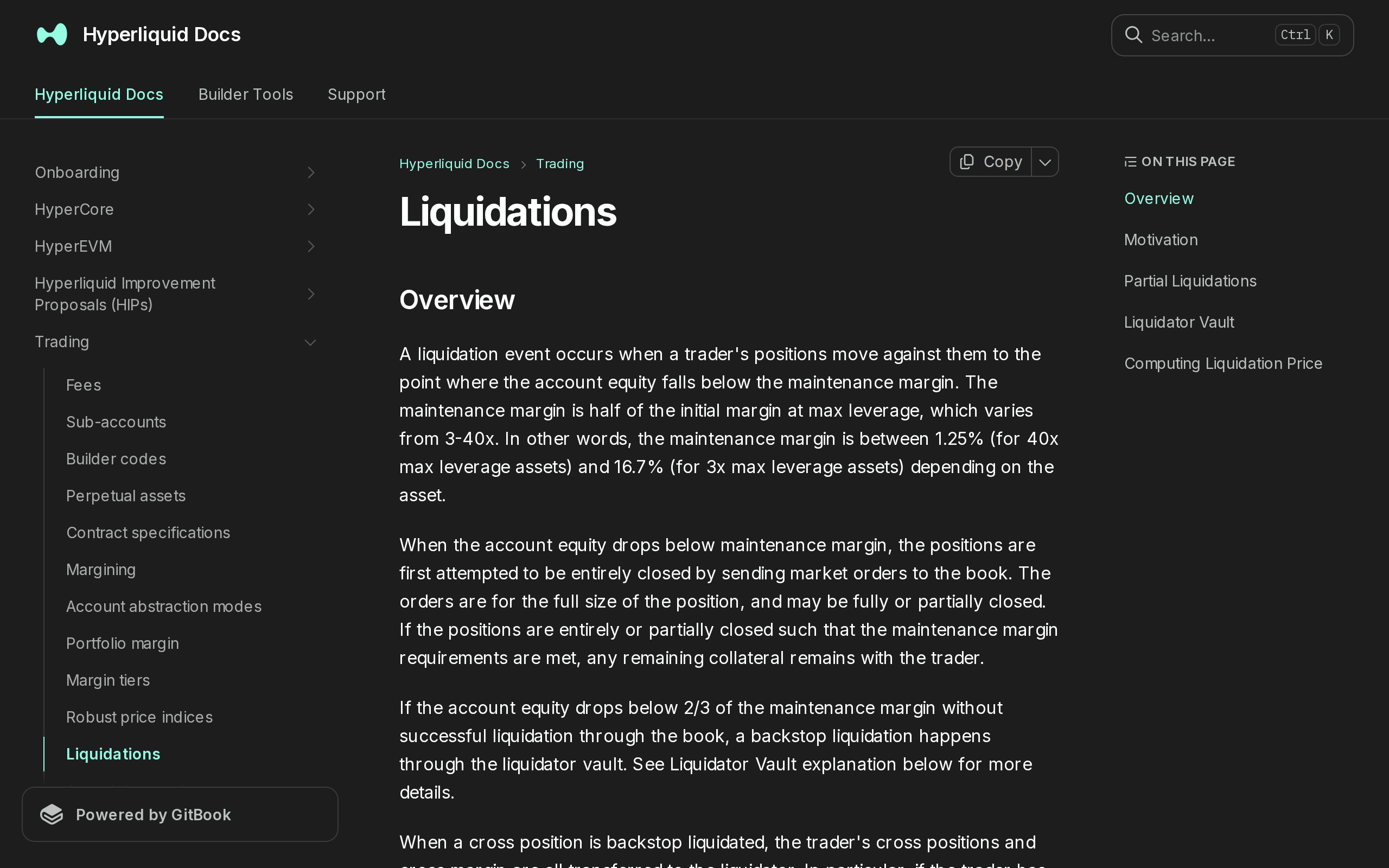 Hyperliquid documentation on liquidations